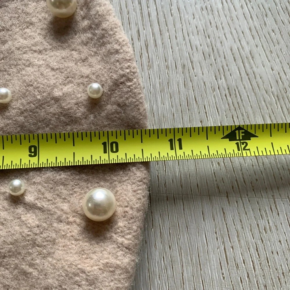 Womens French Artist Solid 100% Wool Beret‎ Hats with Full Pearl